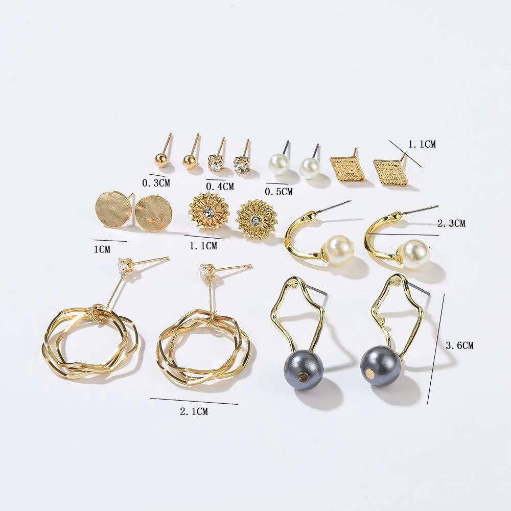 Сережки в виде жемчужных алмазов комбинация золотистого элегантного 9