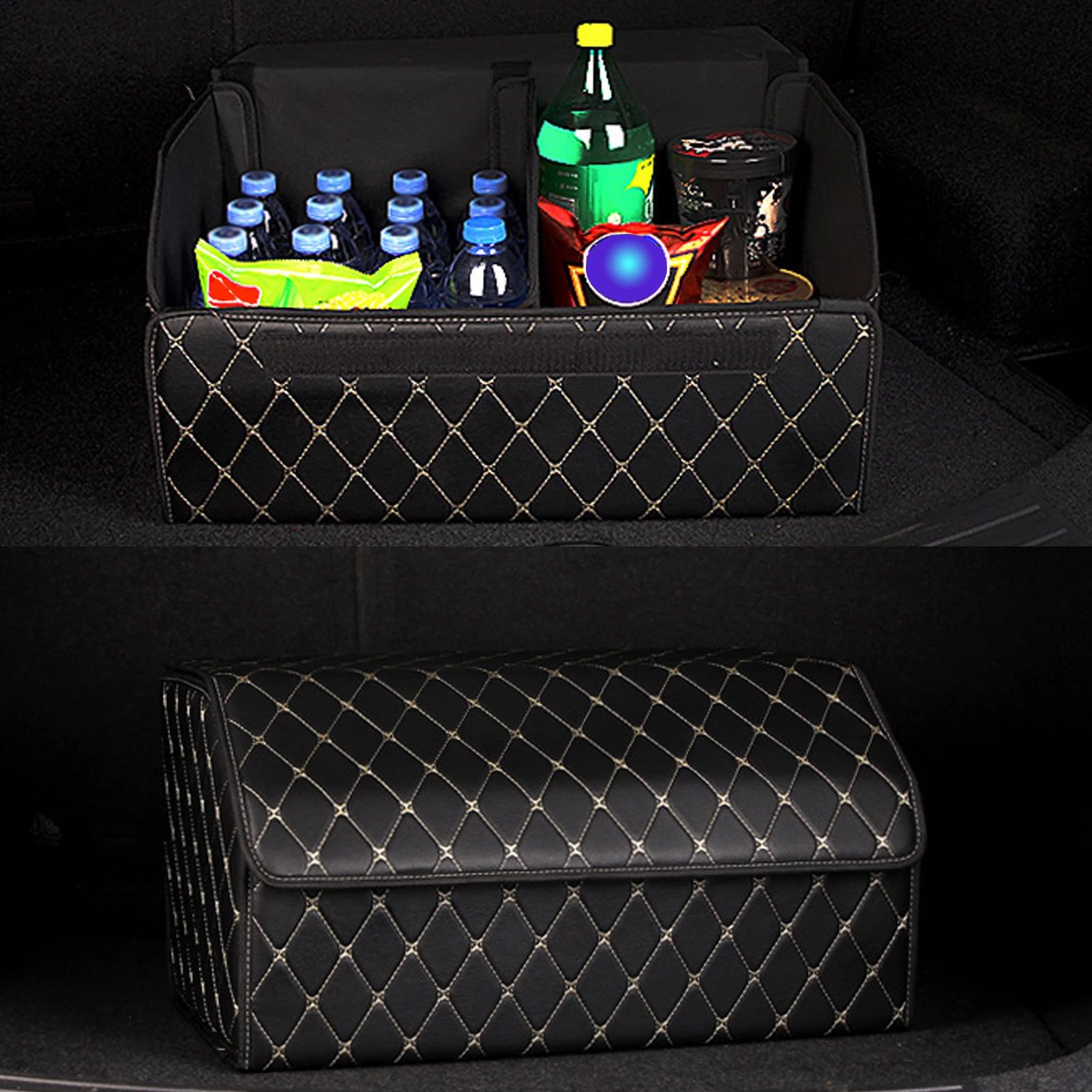 

Multipurpose Car Storage Bag PU Leather Trunk Organizer Box Storage Bag Folding Folding Car Trunk Stowing Tidying For Car SUV