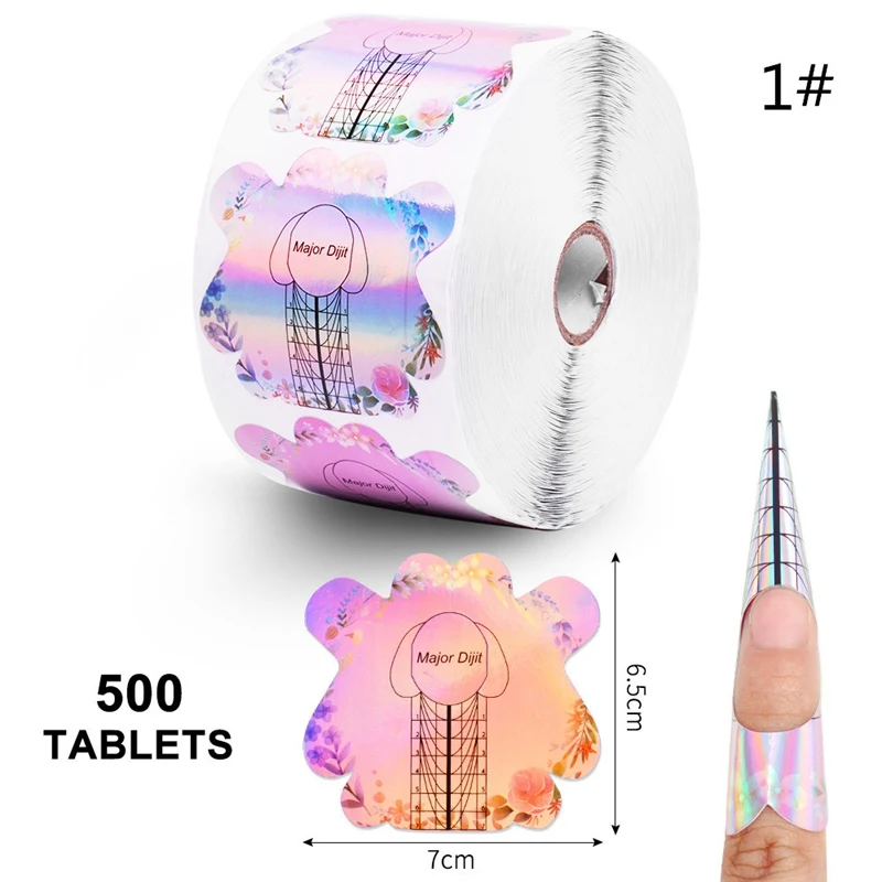 

500pcs Thicken Nail Form Transparent Laser Nail Art French Acrylic UV Gel Tips Extension Sticker Builder Form Guide Stencil 0436