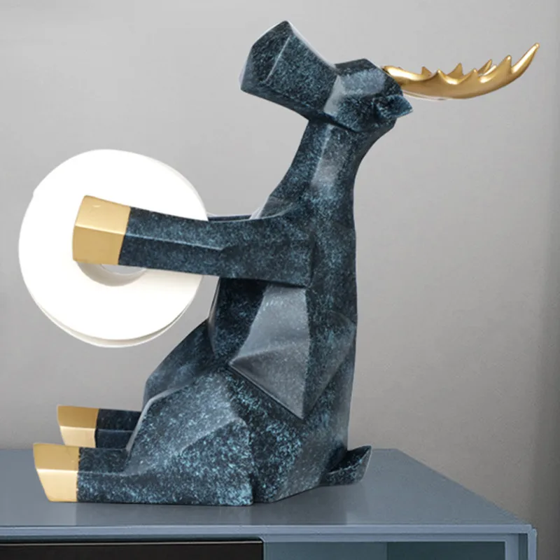 

ANIMAL STATUE CRAFT DECOR ROLL PAPER HOLDER LIVING ROOM OFFICE RESTAURANT HANGING PAPER ELEPHANT/DEER FIGURINE HOME DECOR WX2