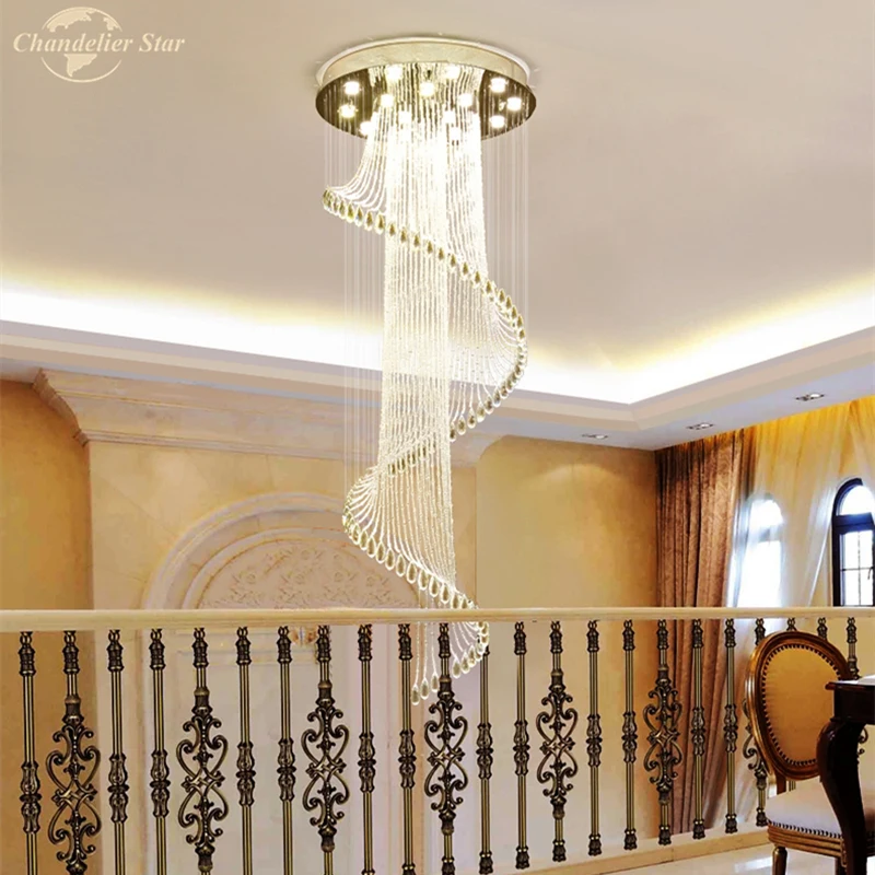 値段 モダンラグジュアリー天井ライトledシャンデリアクリスタルタッセルスパイラル屋内ランプリビングルームのベッドルームの階段
