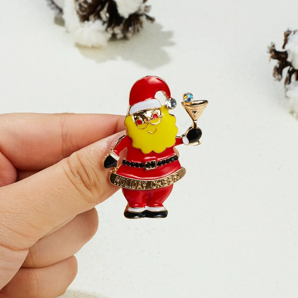 Merry Christmas броши на булавке милый Санта Клаус шляпа прекрасный Лось подарок эмаль значок брошь год Рождество Санта Клаус брошь с животными