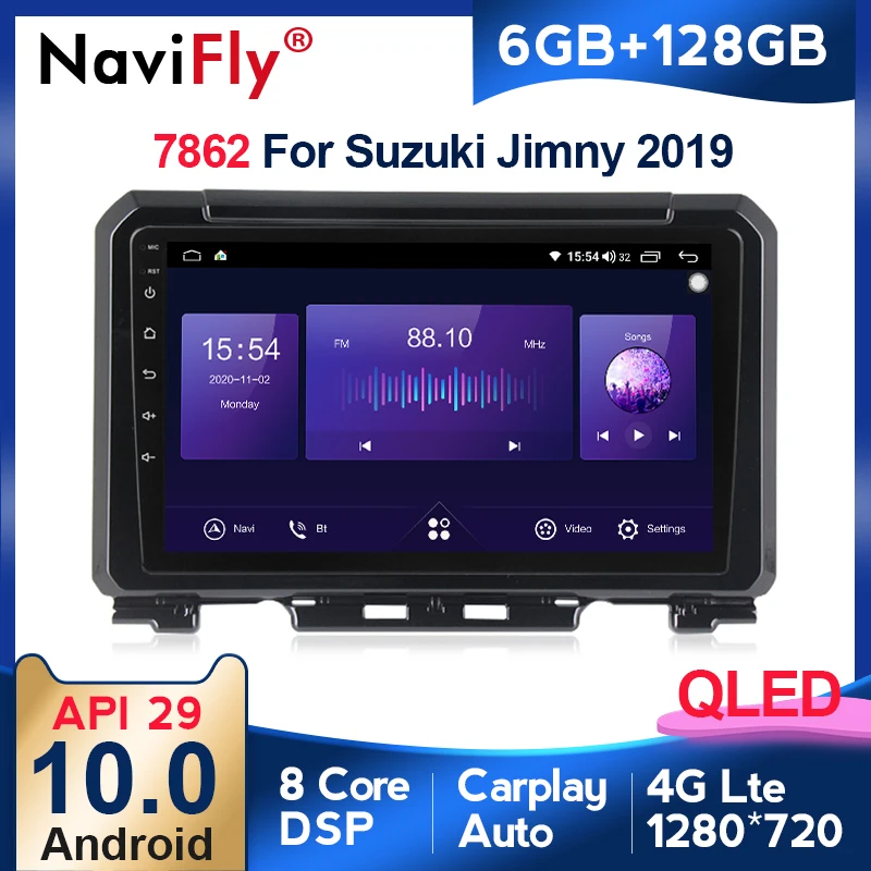 

NaviFly 7862 QLED Screen 1280*720 Android 10 For Suzuki Jimny JB64 2018 - 2020 Car Radio Multimedia Video Player GPS Navigation