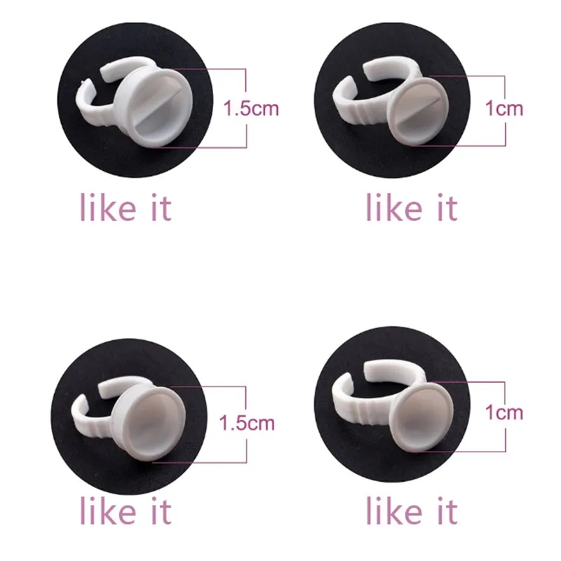 100 штук пакет кольцо для наращивания ресниц белое с ресницами 1 5 мм четыре модели