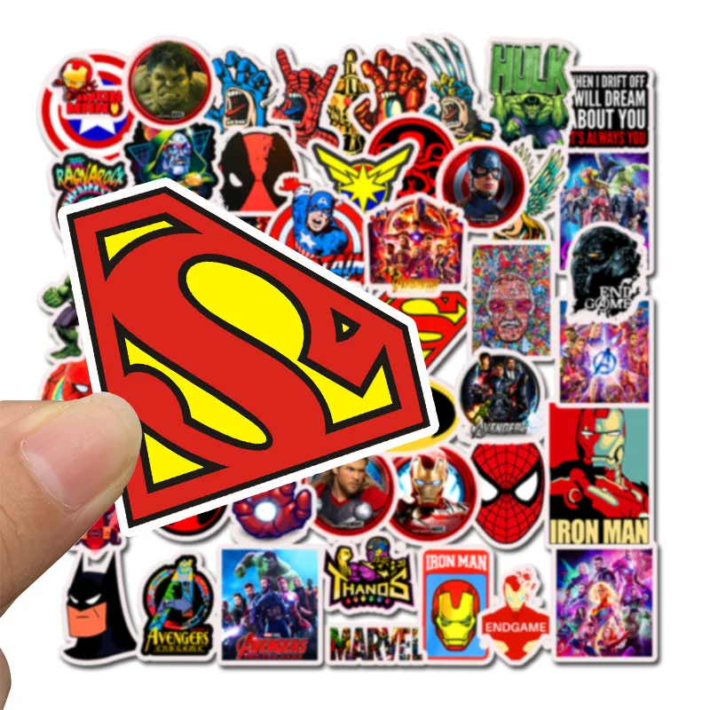 50 шт./лот Мстители DC супер наклейки герои брошь багаж ноутбук мотоцикл телефон блокнот водонепроницаемые наклейки Железный человек Бэтмен