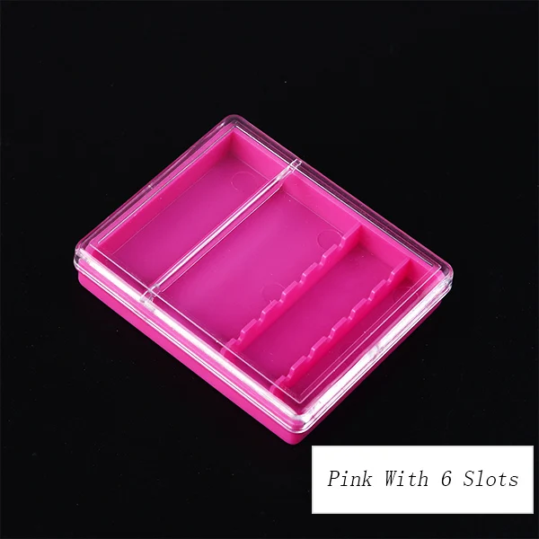 Pink 6/10 отверстия пустой акриловый контейнер для хранения ногтей сверла три цвета контейнеры маникюрный станок Фрезерные фрезы дизайн ногтей LE2000 - Цвет: Pink