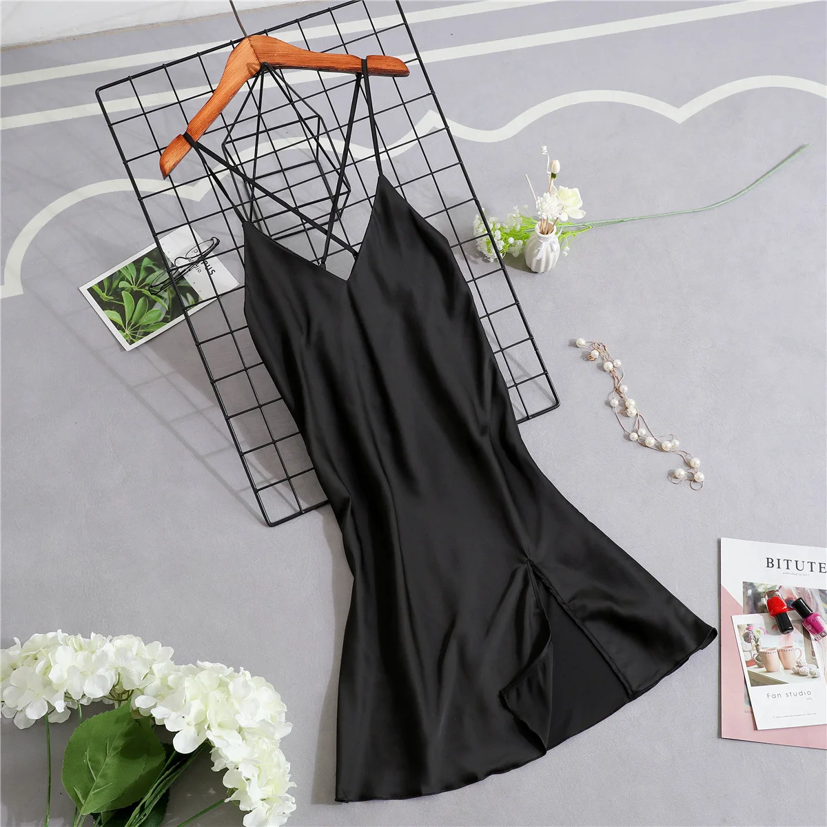 V Neck женский халат для спальни с v образным вырезом пижама без рукавов летняя