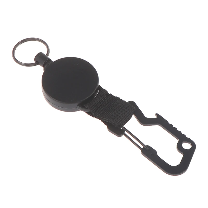 

1pc Retractable Keychain - Heavy Duty Badge Holder Reel With Multitool Carabiner Clip,Key Ring With Steel Wire Cord Up To 25