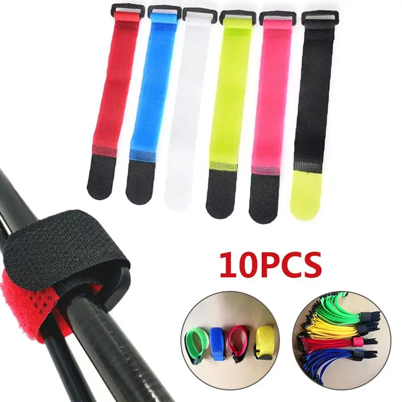

10pcs Nylon Self Adhesive Tie Fishing Accessories Bundling Practical Tie Buckle Reusable Random Color Portable Multi Tape