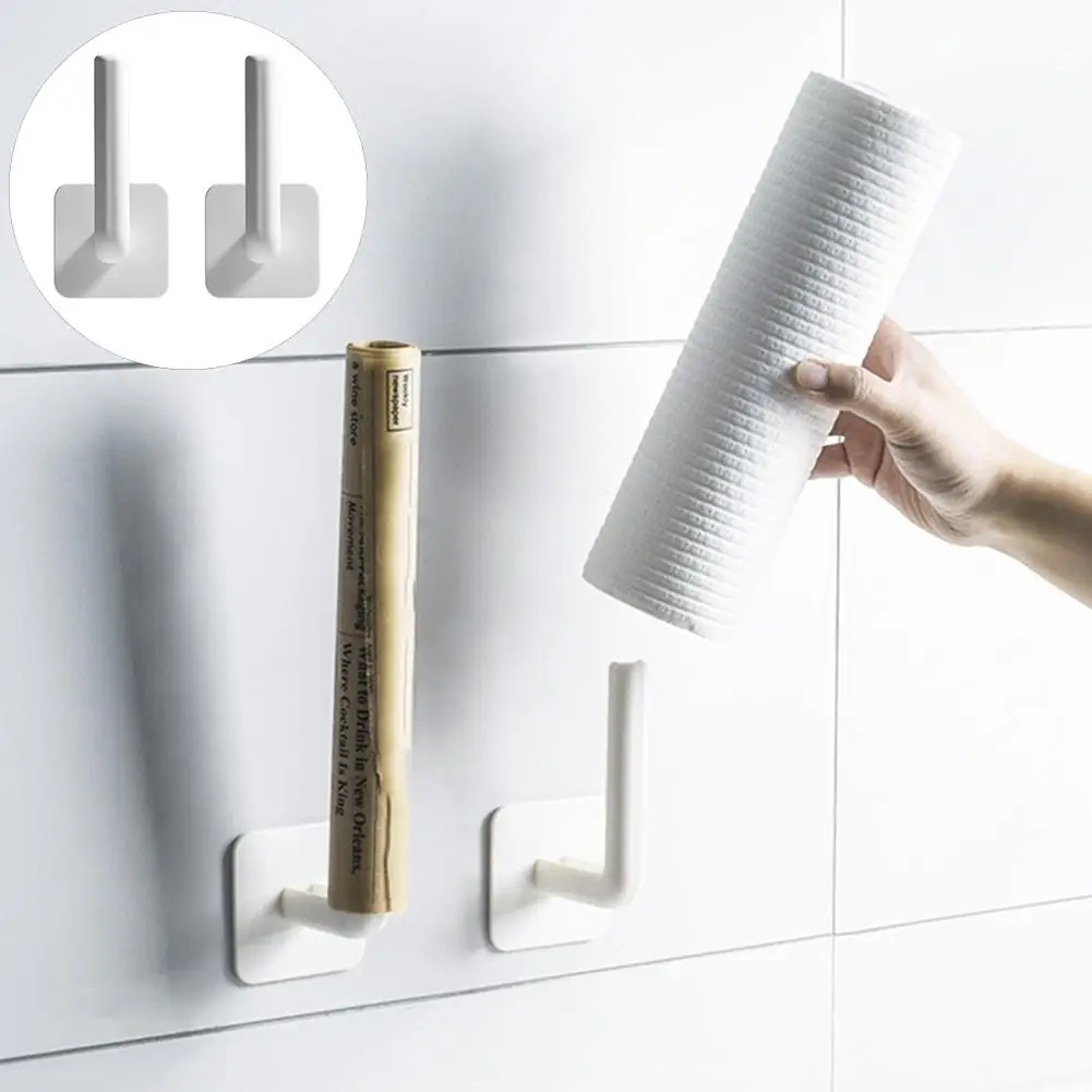 

2Pcs Wall Mounted Kitchen Pod Lid Bathroom Toilet Paper Hooks Storage Holder Multi-Purpose Hooks for home, bathroom, kitchen