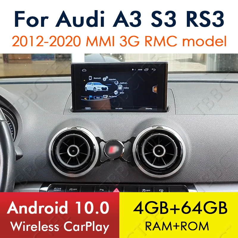 Автомобильный мультимедийный плеер Android 10 8 ядер 4 + 64 ГБ для Audi A3 8V 2012 ~ 2020 MMI 3G RMC GPS