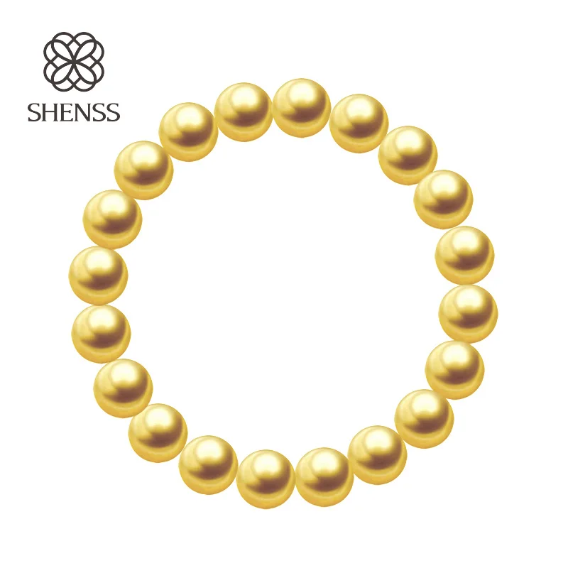 

SHENSS Yellow Color Shell Quality Shell Pearl Bracelet Elastic Women's Bracelets of Various Sizes