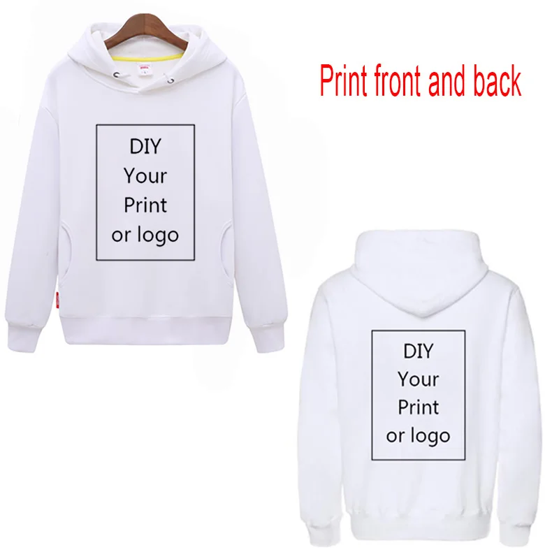 Front and back print Толстовки с принтом на заказ мужской/женский/детский пуловер Повседневная Спортивная одежда для родителей и ребенка на весну и осень DIY вам нравятся фотографии или логотип - Цвет: Front and back print