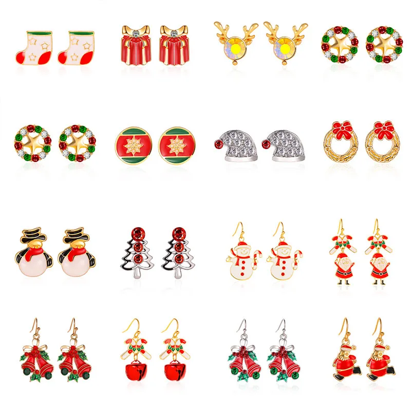 

Alloy Cute Santa Claus Dangle Earrings for Women Lovely Snowman Earrings Elk Jewelry for Christmas Personality Bell Earrings