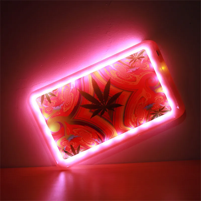 

Medium Led Rolling Weed Tray Usb Rechargeable Glow Tobacco Trays Can Freely Switch Patterns Support Customize Gift for Men