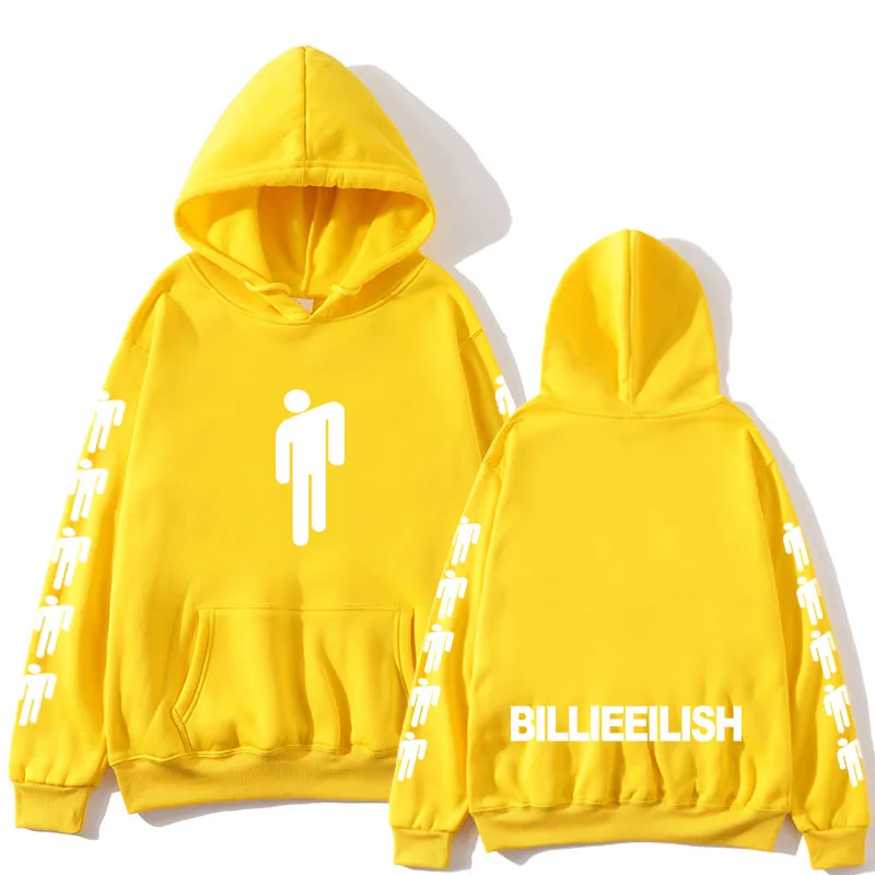 yellow Billie Eilish модные толстовки с принтом женские/мужские толстовки с капюшоном и длинным рукавом горячая Распродажа повседневные трендовые уличные толстовки - Цвет: yellow