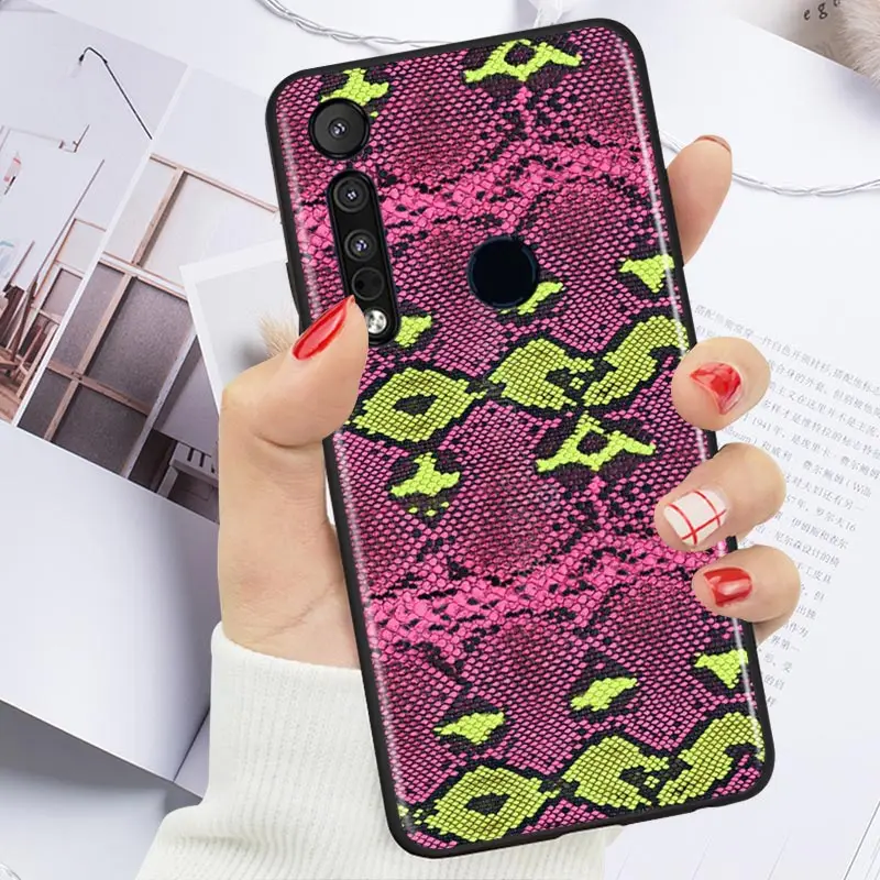

Snakeskin Texture For Motorola G9 G8 G Stylus Power One Fusion Hyper Edge E7 E6 5G Plus Play Lite Silicone Phone Case