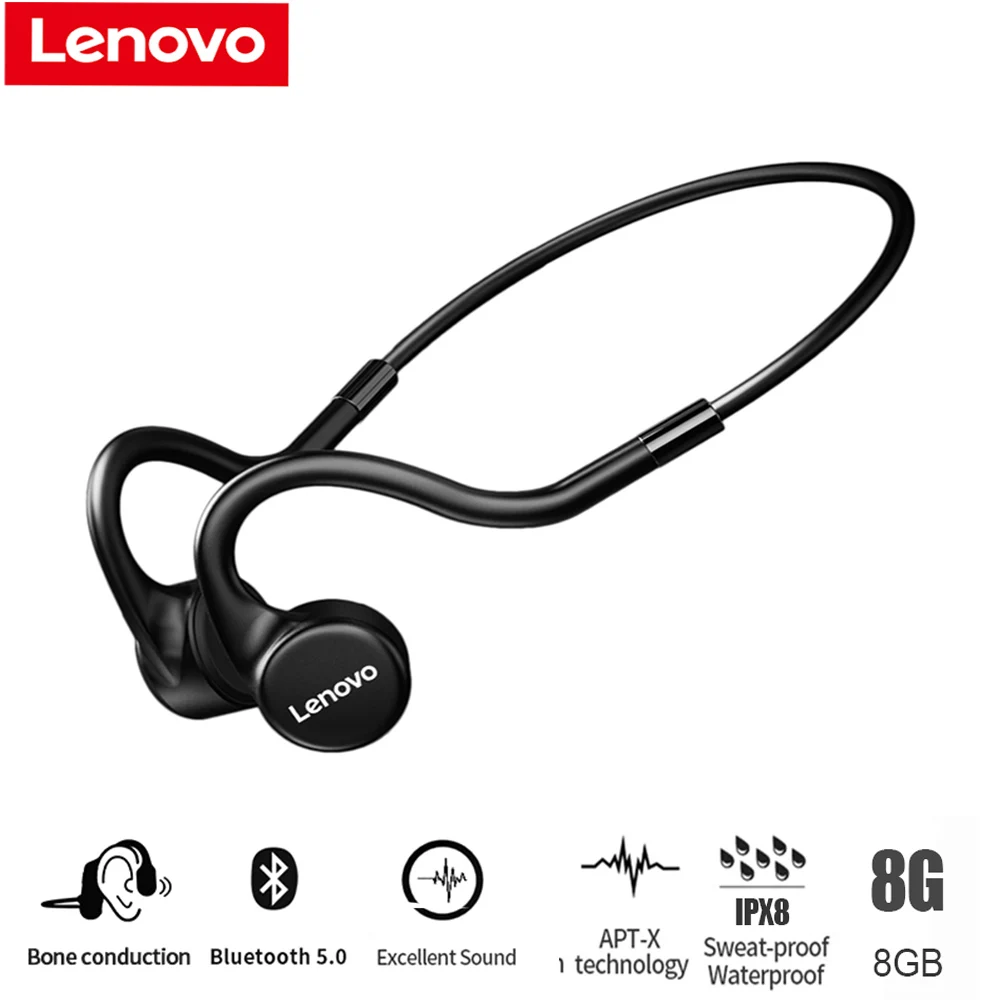 

Наушники Lenovo X5 с костной проводимостью, силиконовый чехол, водонепроницаемые беспроводные наушники BT 5,0, гарнитура для спорта, бега, плавани...