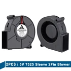 Вентилятор охлаждения, 75x75x25 мм, 2 шт., 5 в постоянного тока, центробежный Турбовентилятор 7525, 75*25 мм, 75 мм, радиатор, бесколлекторный вентилятор охлаждения, 2 контакта