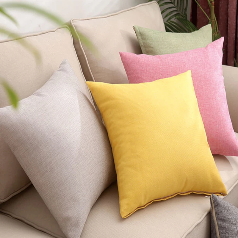 

Plain Linen Thickened Square Back Pillow Solid Color Household Sofa Back Cushion Linen Large Pillow Living Room Back Cushion