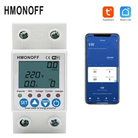 hmonoff 63a tuya app smart circuit earth leakage over under voltage protector relay device switch breaker energy power kwh meter