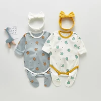 milancel 2021 baby clothing set spring new toddler gilrls set rabbit bodysuit and tights bow headbend 3 pcs infant set