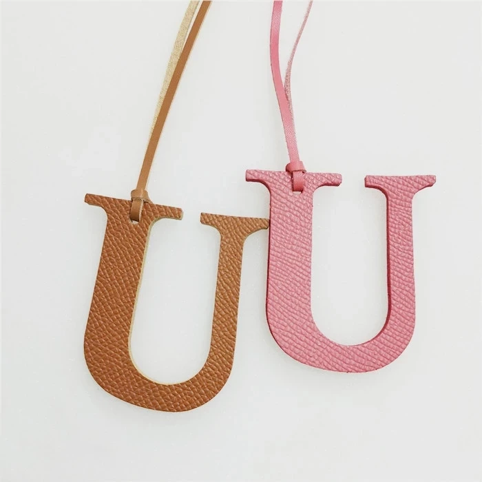 

Leather English Letters Charm U Character Bag Pendant