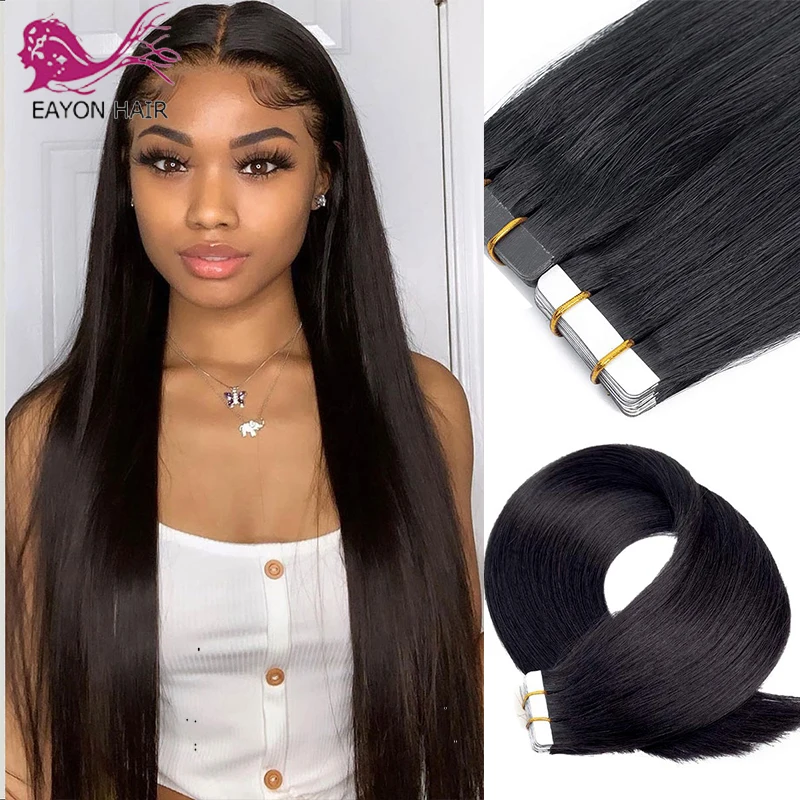 

Длинная лента из человеческих волос, 28 дюймов, наращивание кожи, клейкая невидимая бразильская лента для волос без повреждений, шелковистые прямые волосы, 40 шт./100 г