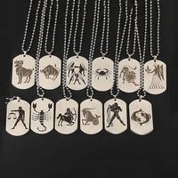 12 horoscope zodiac stainless steel silver gold army dog tag 12 constellation jewelry men women pet personalized photo necklace