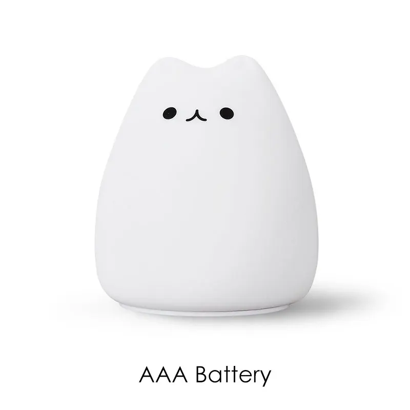 Popularity Красочный Кот силиконовый светодиодный ночной Светильник Батарея сенсорный выключатель милый кот ночника Творческие дети Спальня украсить светильник подарки - Испускаемый цвет: Popularity