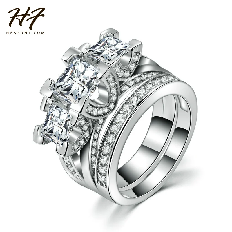 Щепка Цвет класса люкс 2 круга 3 квадратных CZ Кристалл Bijoux (украшения своими