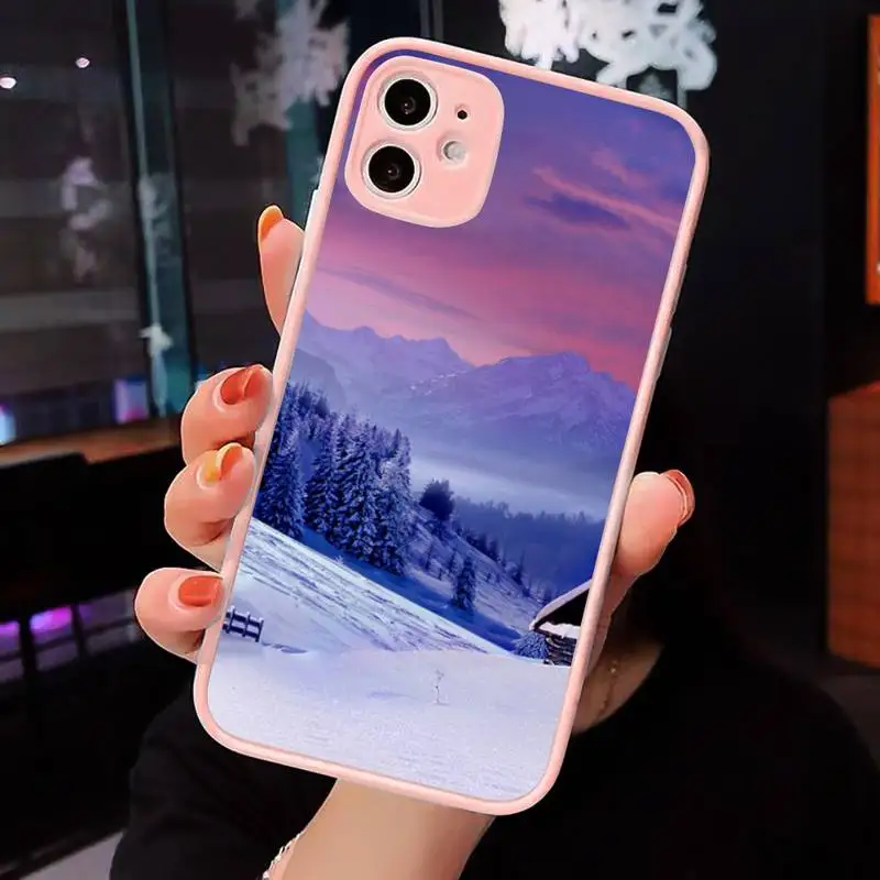 

Beautiful snow scene Phone Cases Matte Transparent for iPhone 7 8 11 12 s mini pro X XS XR MAX Plus cover funda