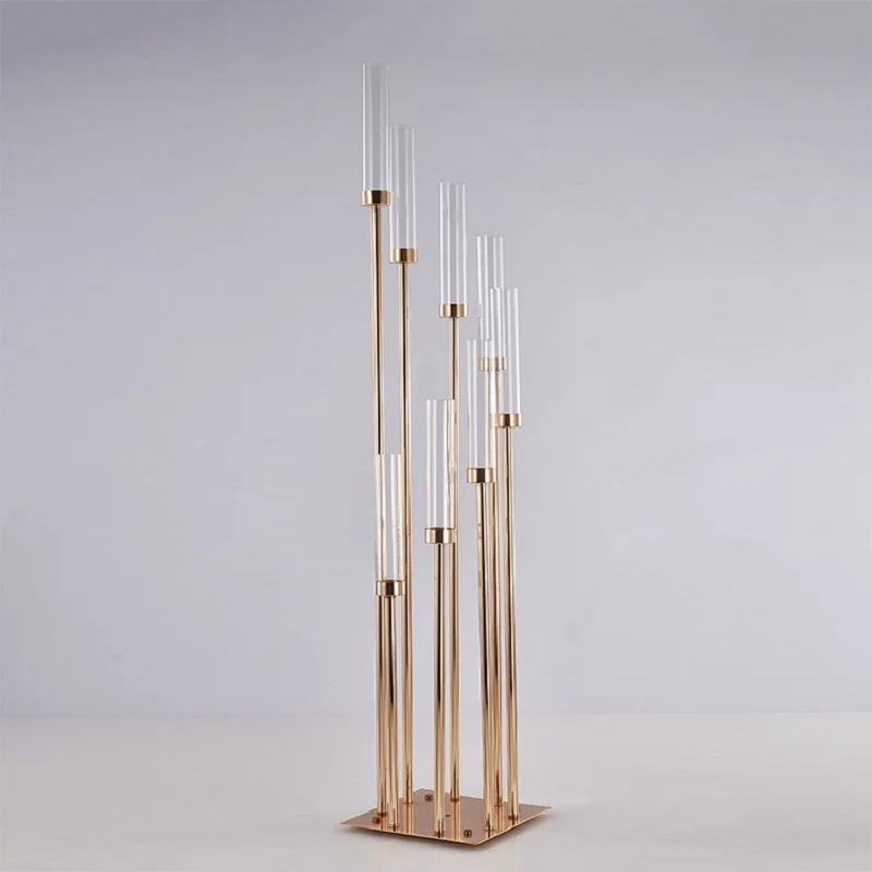 1 шт./лот 8 головок металлический подсвечник золотой акриловый свадебный стол