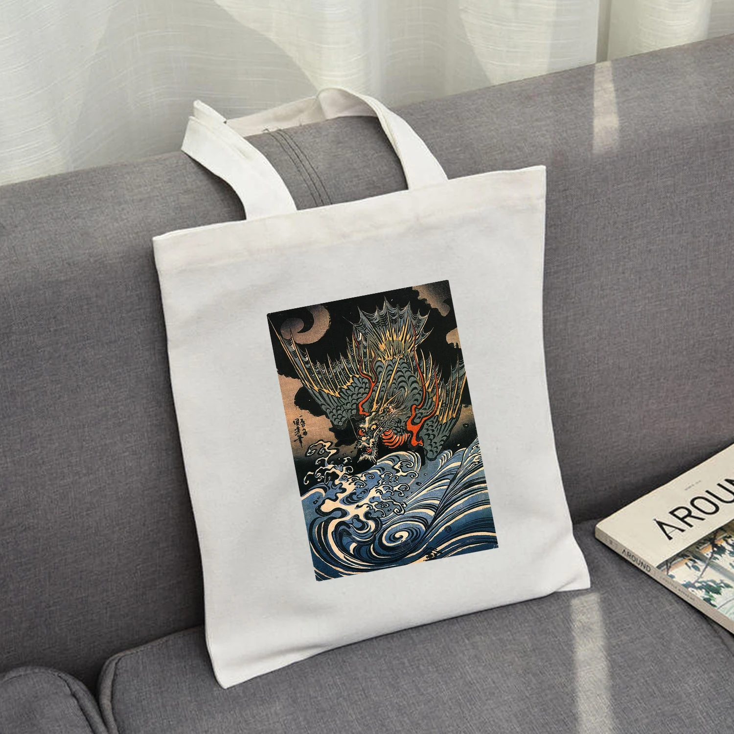 

Холщовые сумки для покупок с мультипликационным принтом японского аниме, модные повседневные мужские винтажные тоуты на ремне для девушек