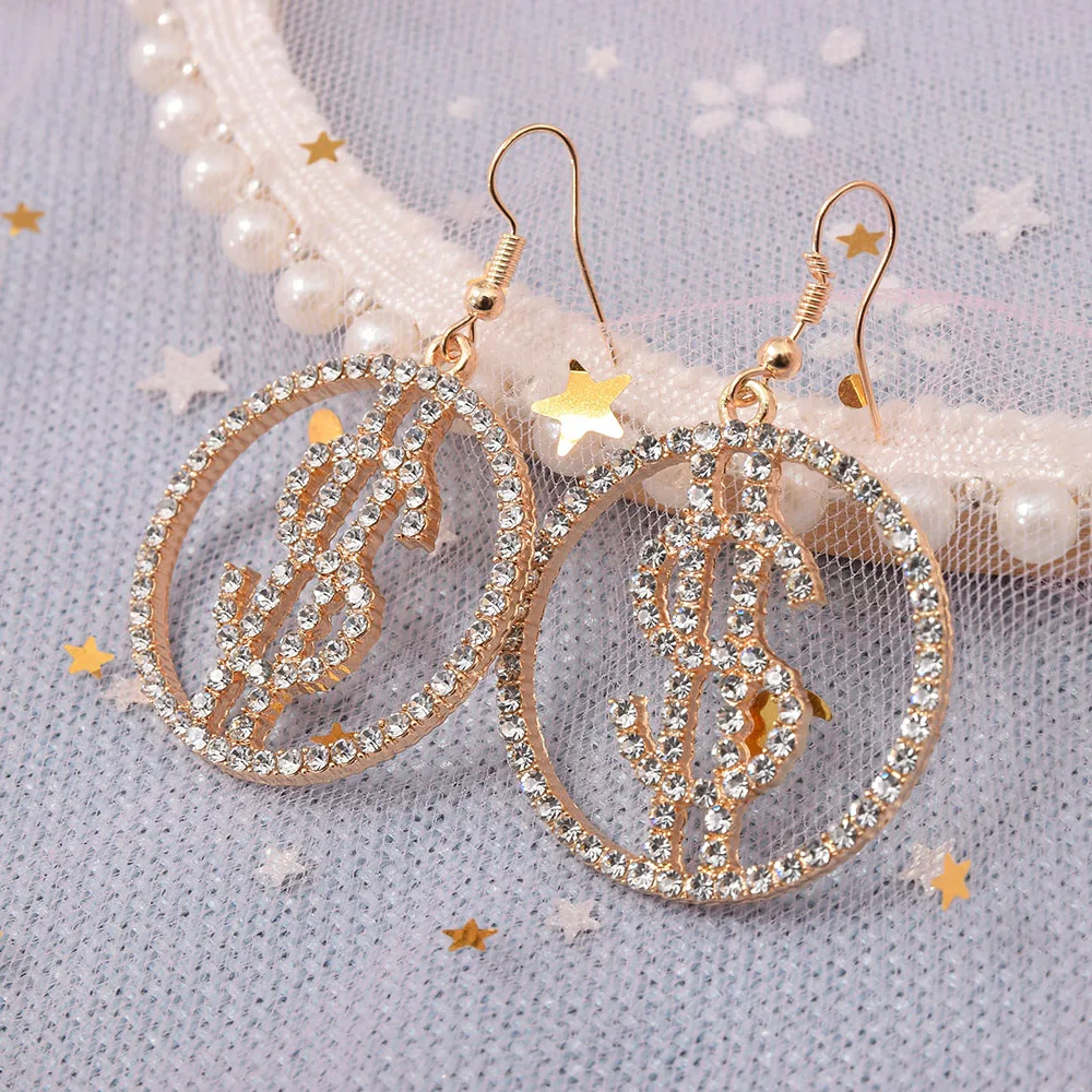 Европейские и американские индивидуальные висячие серьги в форме значка доллара