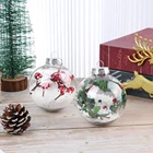 1 шт. прозрачные пластиковые рождественские шары, тычинки для рождественской елки, вишневый шар, подвесные украшения для вечеринки, Рождественская коробка для конфет, подарки своими руками