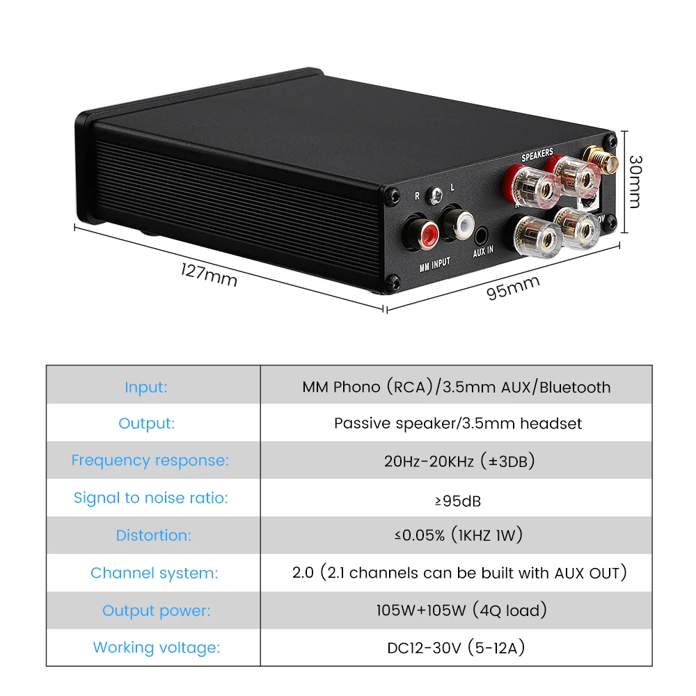 AIYIMA MM/MC Phono Bluetooth усилитель TPA3221 HiFi стерео мощности для проигрывателя фонографа с