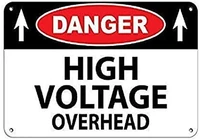 metal tin sign wall decor man cave bar 12 x 8 inches danger high voltage overhead sign pub home garden dinning room shop