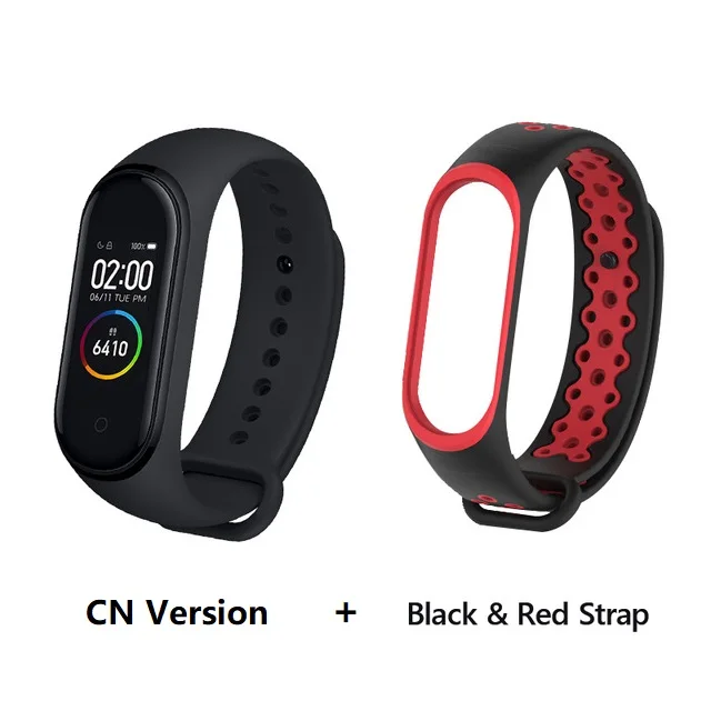 CN black red Глобальная версия Xiaomi Mi Band 3 Смарт-Браслет фитнес-браслет 3 большой сенсорный экран сообщение частота сердечных сокращений Smartband - Цвет: CN black red