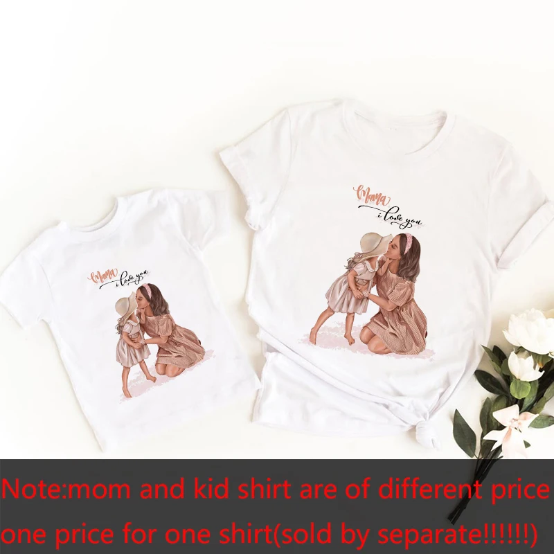 Забавная летняя Одинаковая одежда для всей семьи кавайная белая футболка мамы и