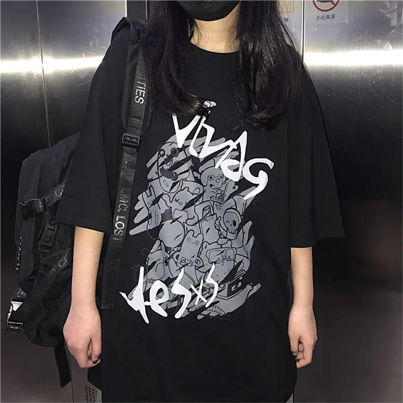 

Летняя Подарочная футболка, женская черная футболка в японском стиле, крутые модные смешные белые женские топы Kpop BF