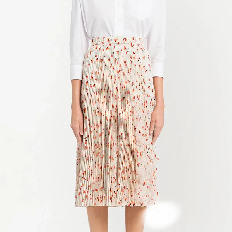 

Big brand summer chiffon 3D printing elastic waist pleated skirt 2021New ladies fashion party all-match high waist puff skirt XL