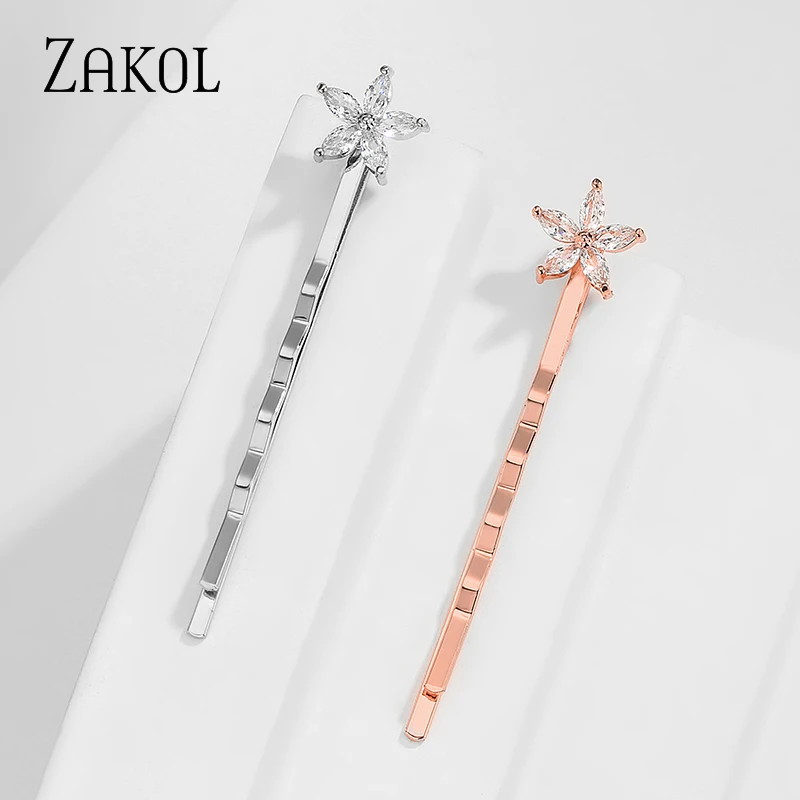 ZAKOL Высокое качество Модный стиль милый фианит цветок ювелирные изделия