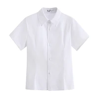 japanese college chic casual women blouse sweet student girl white shirt casual lapel collar short sleeve work school tops 4xl