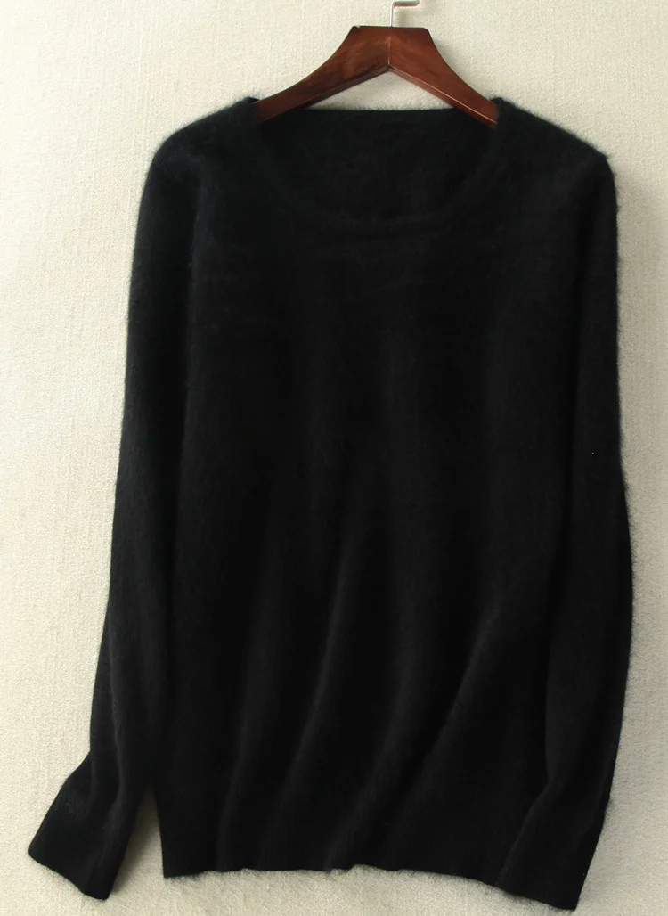 

2021 Autumn Winter Women Sweater 100% Mink Cashmere Sweaters And Pullover Soft Warm Tops Female O-neck Long Sleeve Basic Jumper