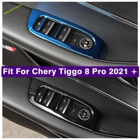 accessories inner door handle holder window lift button switch panel cover trim for chery tiggo 8 pro 2021 black brushed blue