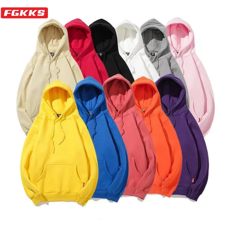 

FGKKS Brand Men Solid Color Hoodies Tops Men Fashion Hooded Pullover Autumn Winter New Casual Fleece Hoodies Sweatshirts Male