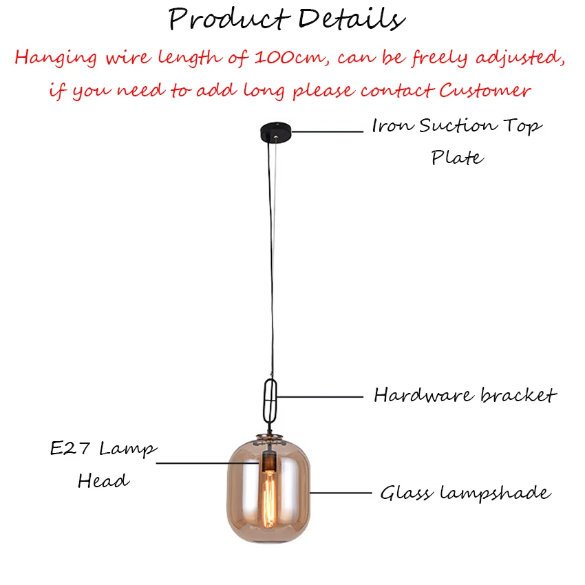 

Postmodern Chandelier Restaurant Studio Living Room Bedroom Creative LED Single Head Stone Glass Chandelier Led Hanging Lamp