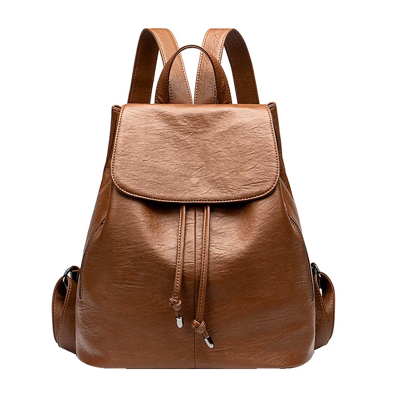 

2021 Double Shoulder Bag Woman Hot Trendy Soft Leather Travel Backpack