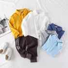 От 3 до 11 лет Детские рубашки-поло весенне-осенние Топы для мальчиков и девочек, футболки с длинными рукавами, однотонная модная дышащая детская одежда H25